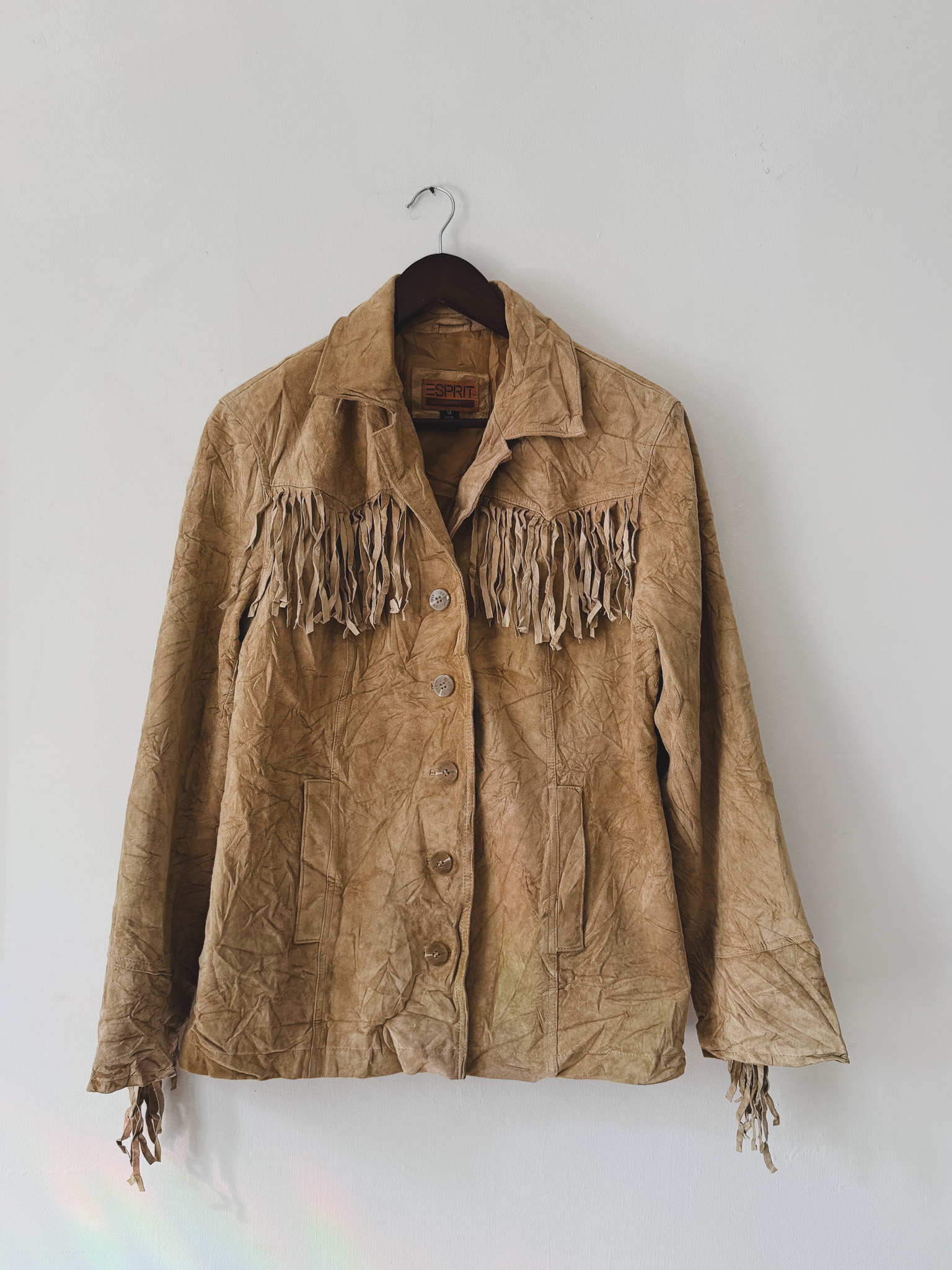 Vintage Esprit Tan Fringe Suede Jacket