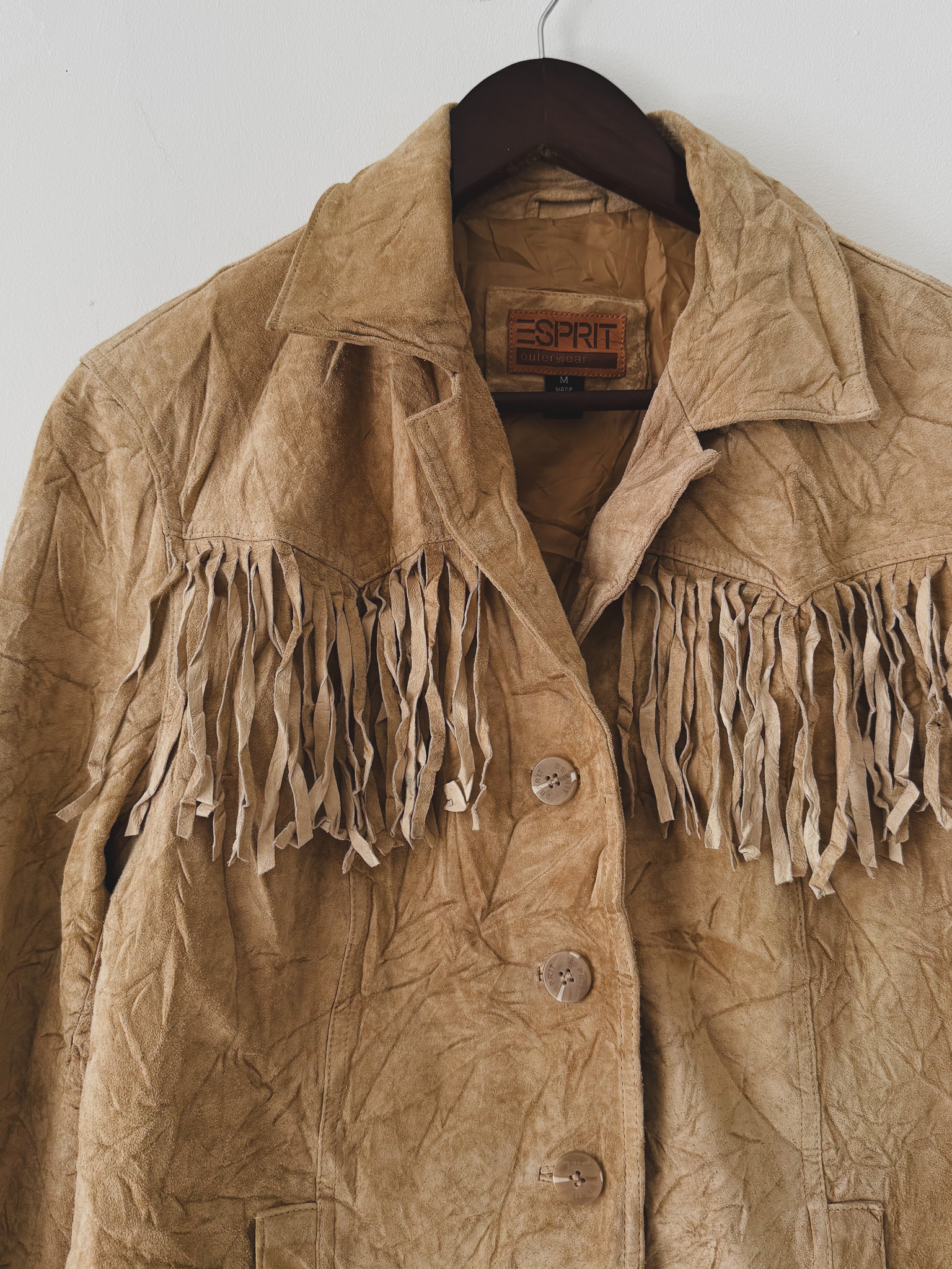 Vintage Esprit Tan Fringe Suede Jacket, view 2