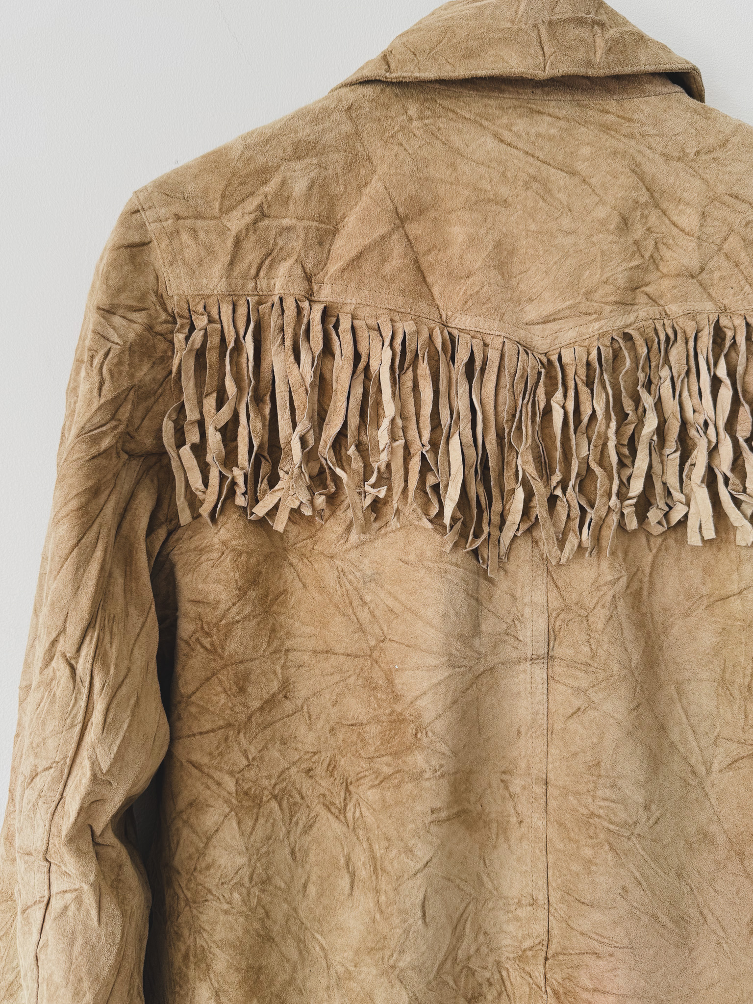 Vintage Esprit Tan Fringe Suede Jacket, view 5