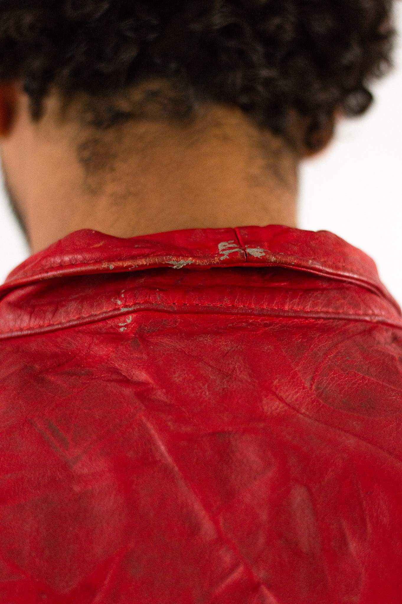 Vintage 80s Moto Cuir French Leather Motorcycle Jacket Red Blue Colourblock, view 10