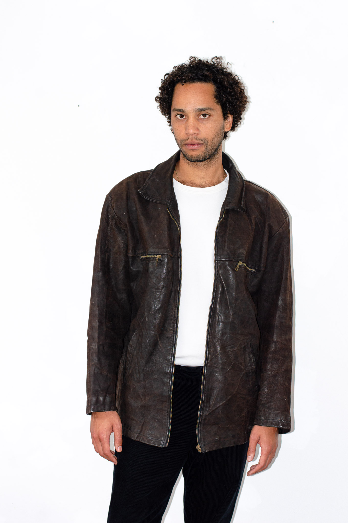 Vintage Brown Leather Jacket, view 4