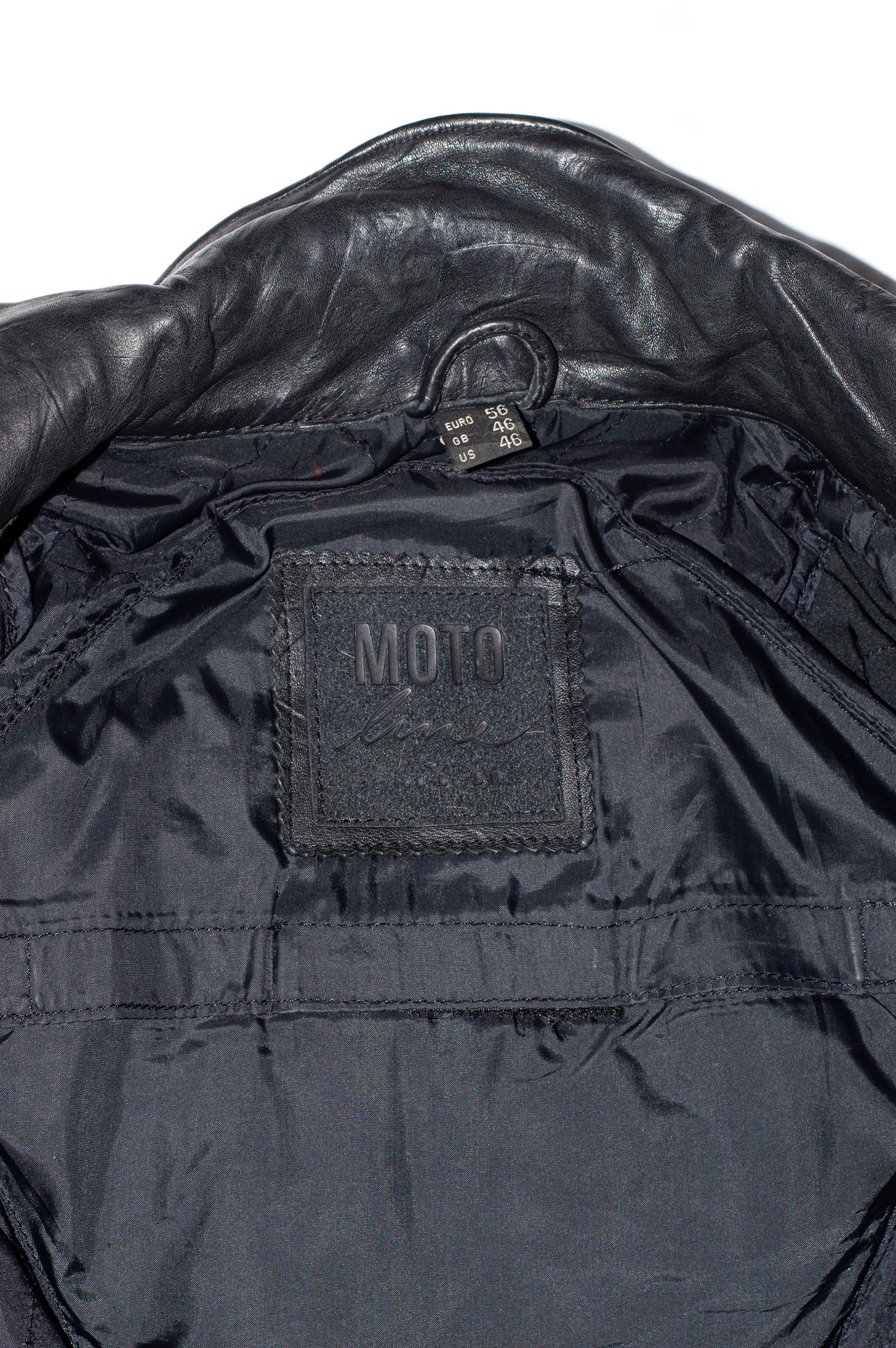 Vintage Moto Line black leather biker jacket, view 5