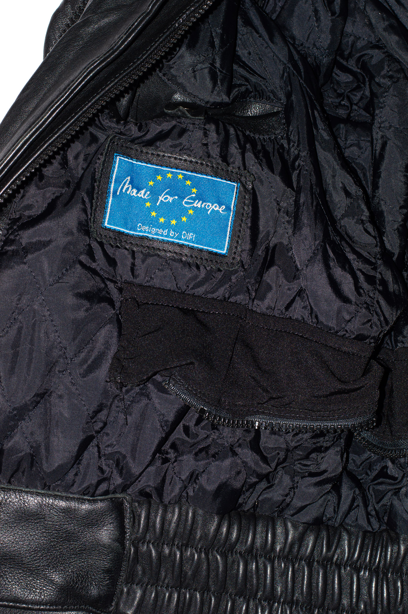Vintage Moto Line black leather biker jacket, view 11