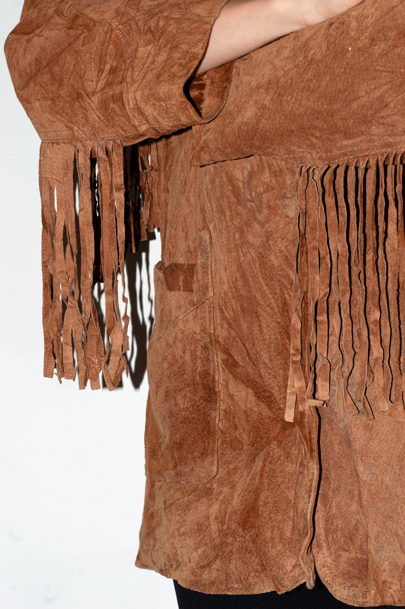 Vintage Rust-brown Suede Fringe Western Jacket Accent's on Outerwear, view 4