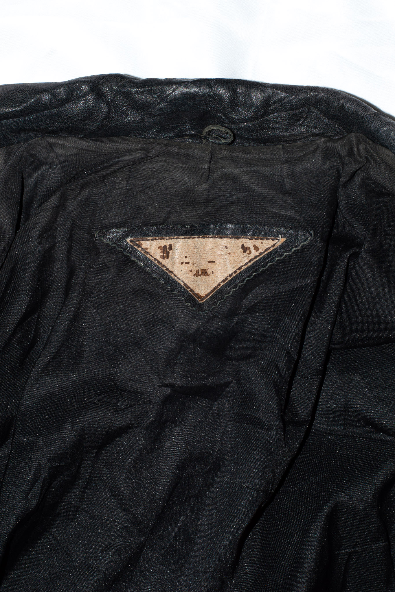 Vintage Cropped Black Leather Fringe Biker Jacket Corset Lace-Up Sides, view 13