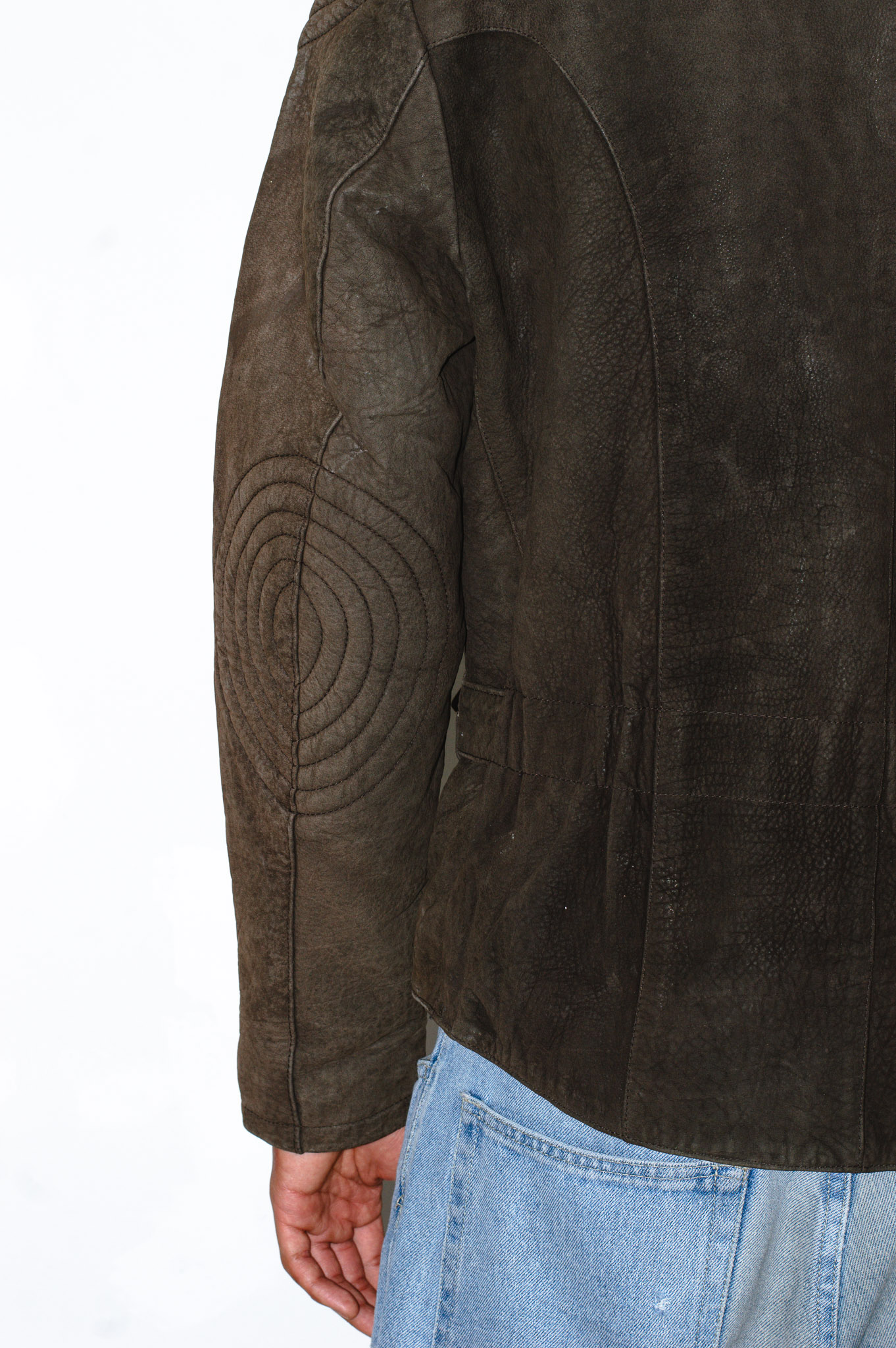 HELD vintage leather biker jacket — brown, asymmetric zip, view 12
