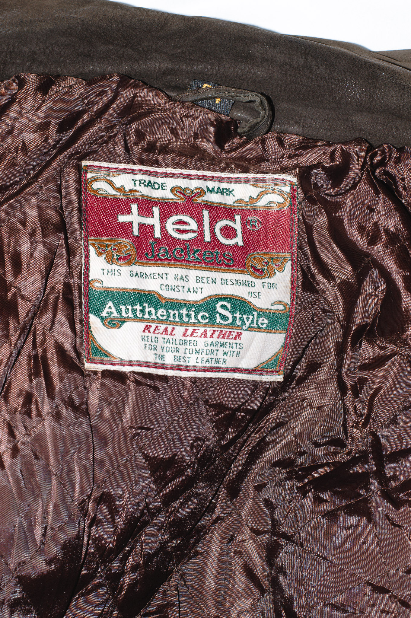 HELD vintage leather biker jacket — brown, asymmetric zip, view 19