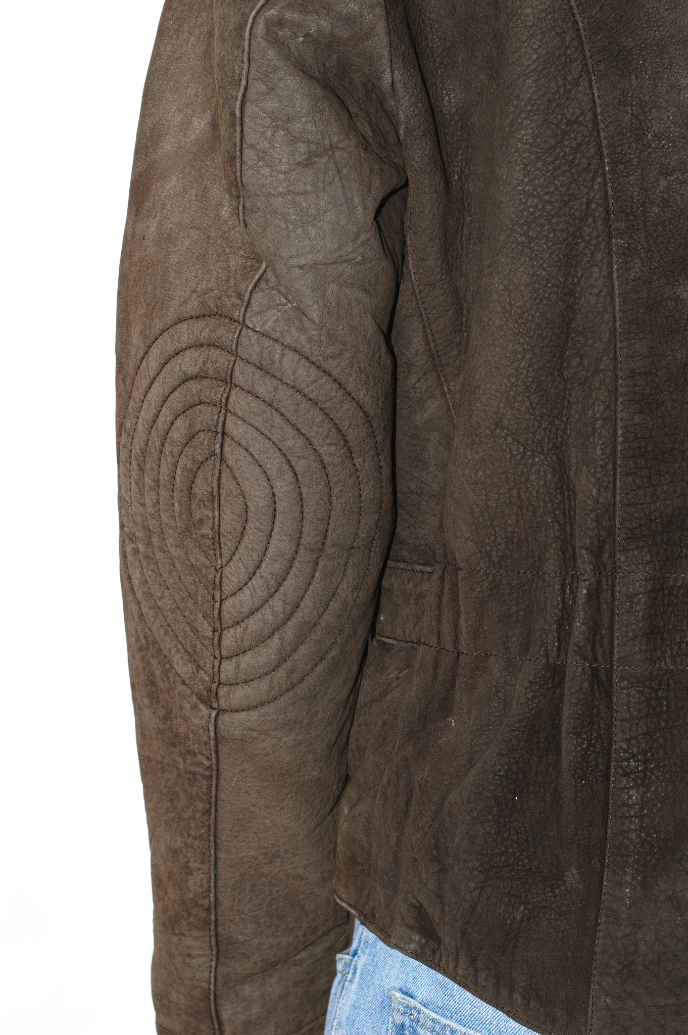 HELD vintage leather biker jacket — brown, asymmetric zip, view 13
