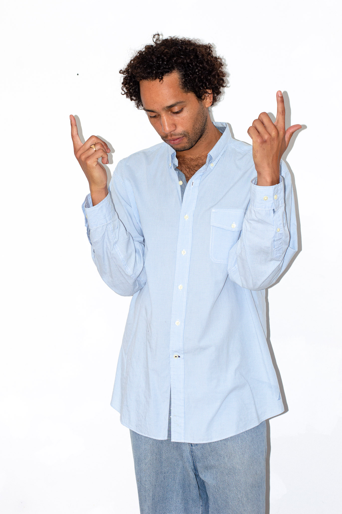 Vintage Nautica light blue gingham check shirt