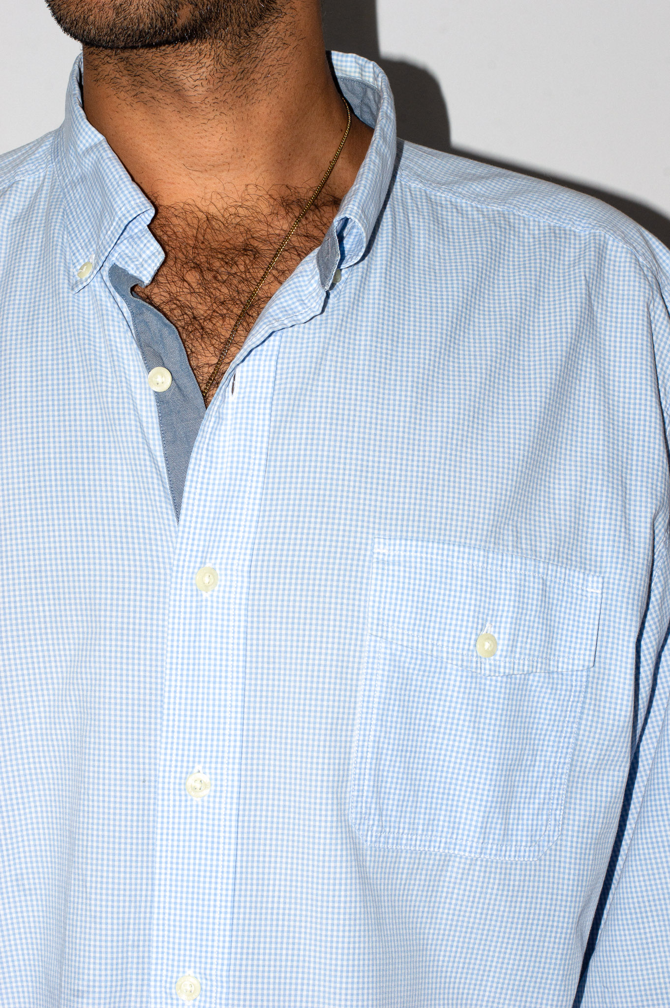 Vintage Nautica light blue gingham check shirt, view 5