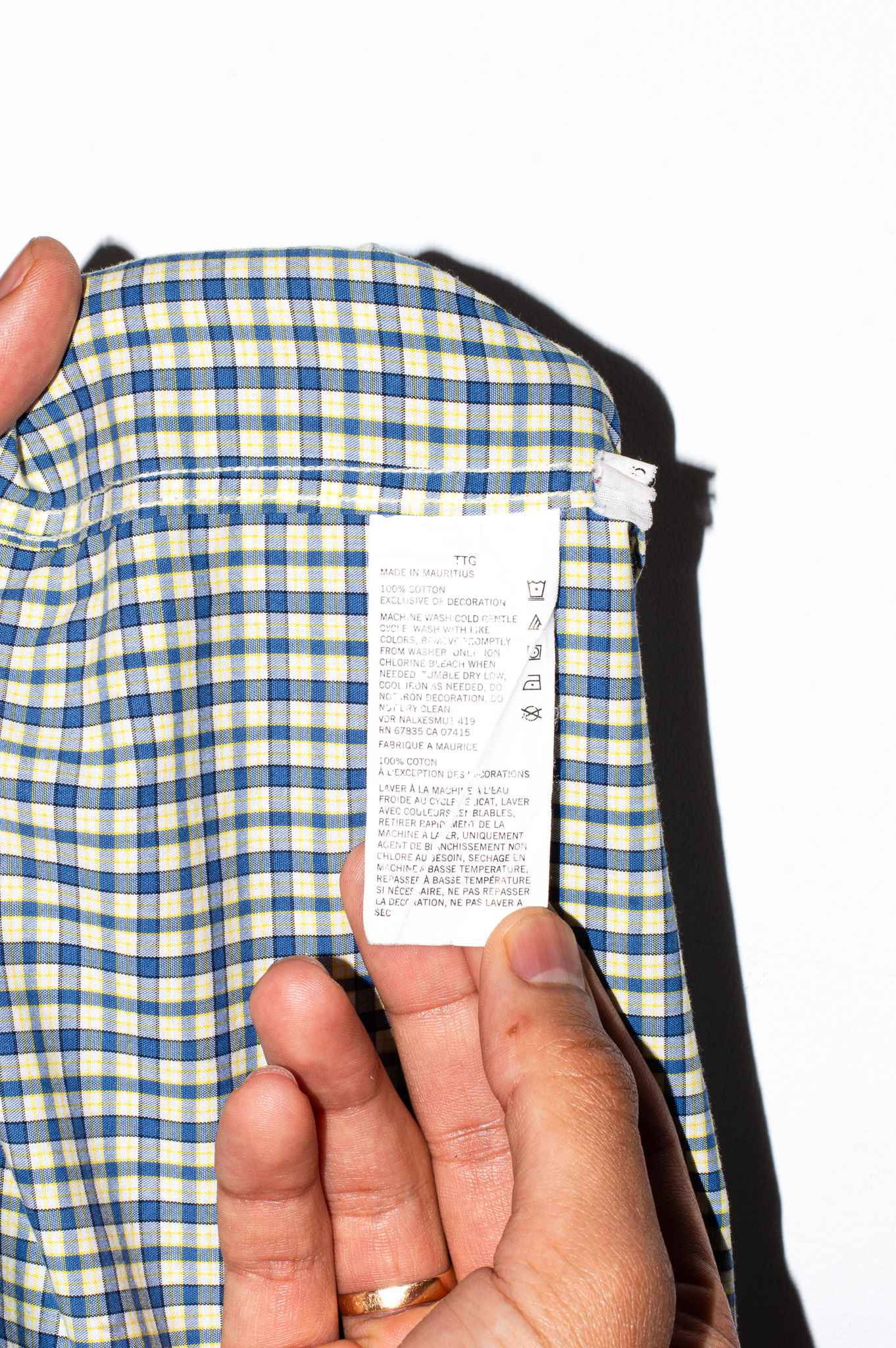 Vintage Nautica blue & yellow gingham check shirt, view 8