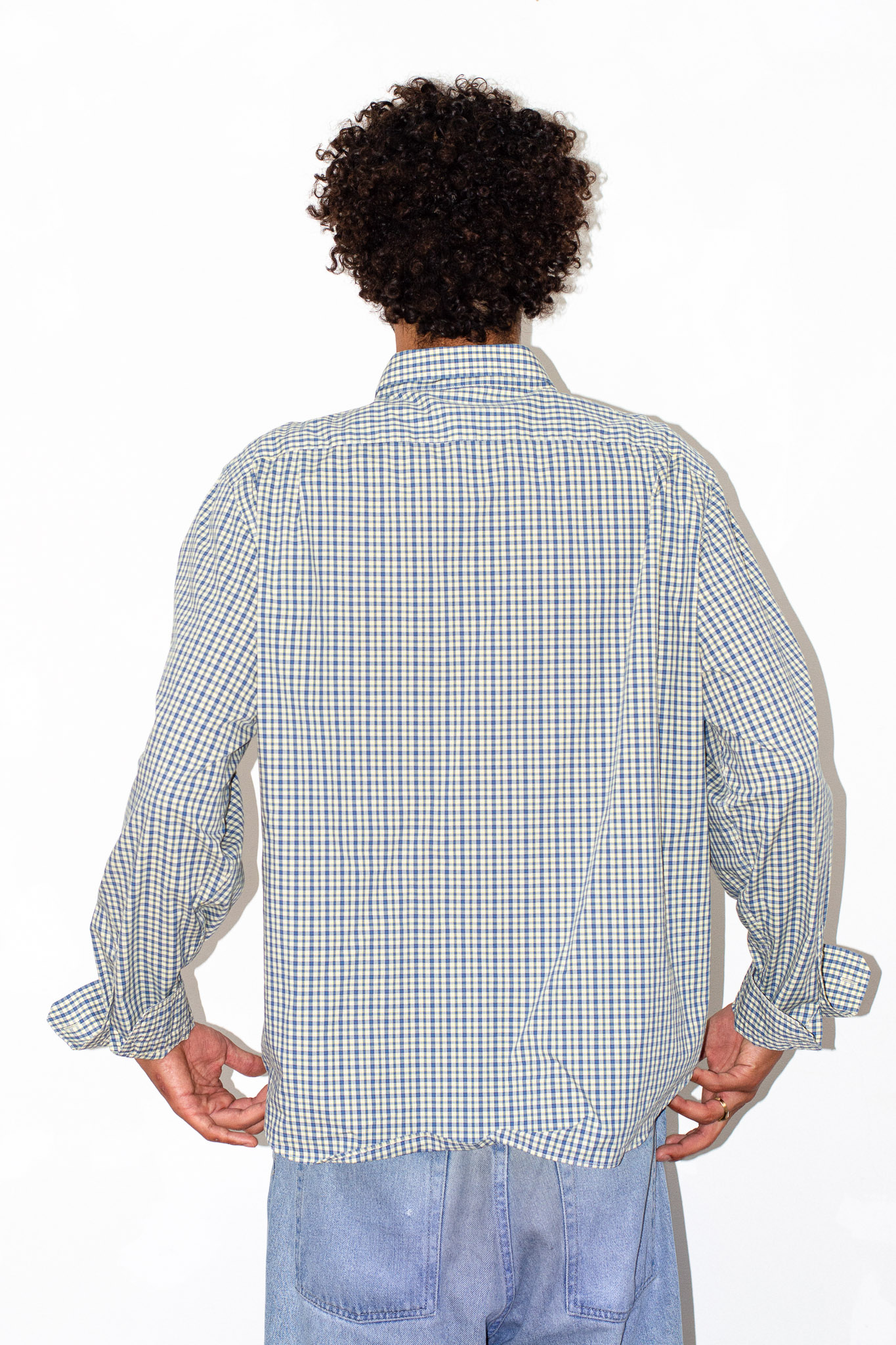 Vintage Nautica blue & yellow gingham check shirt, view 3