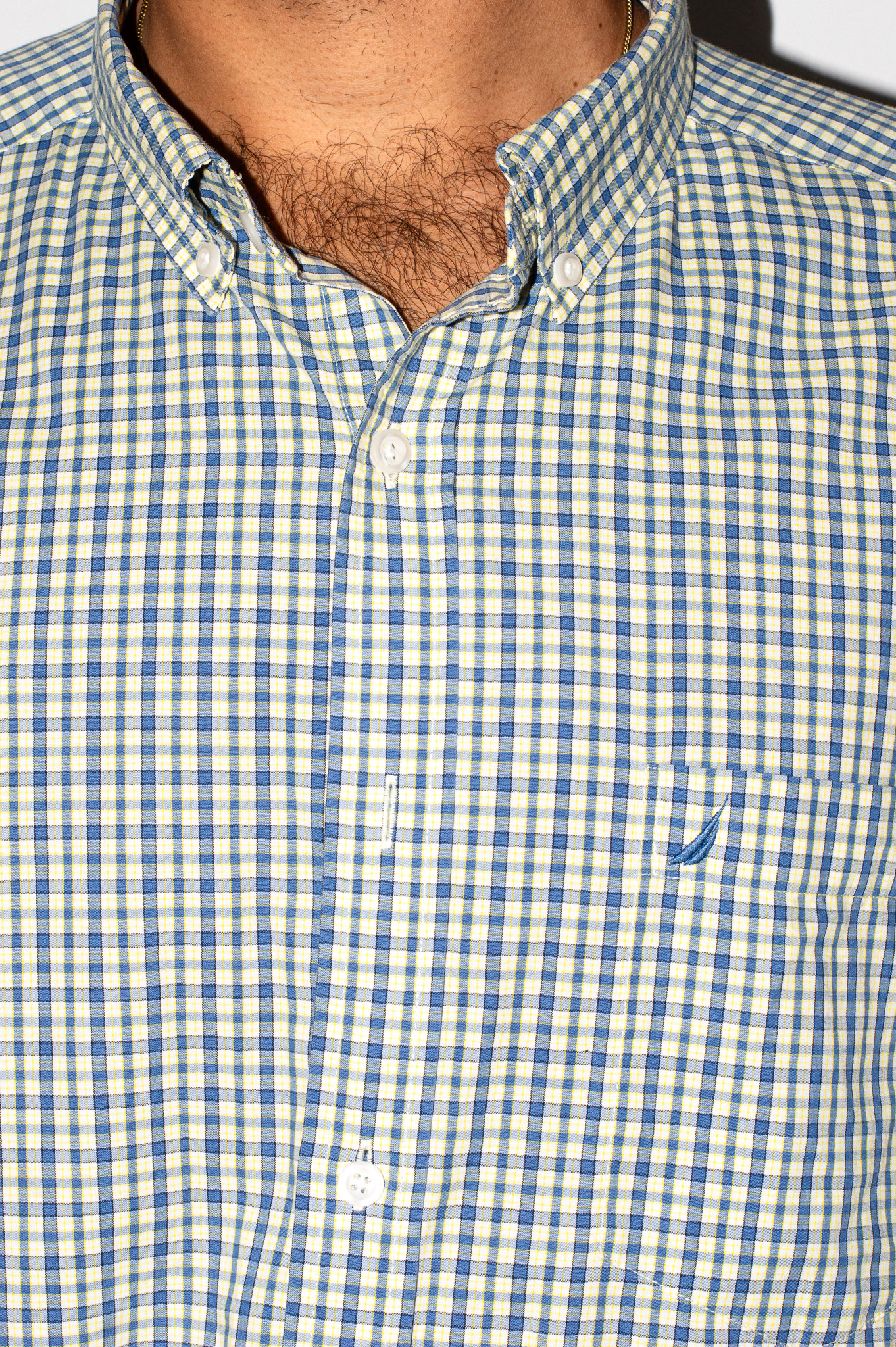 Vintage Nautica blue & yellow gingham check shirt, view 9