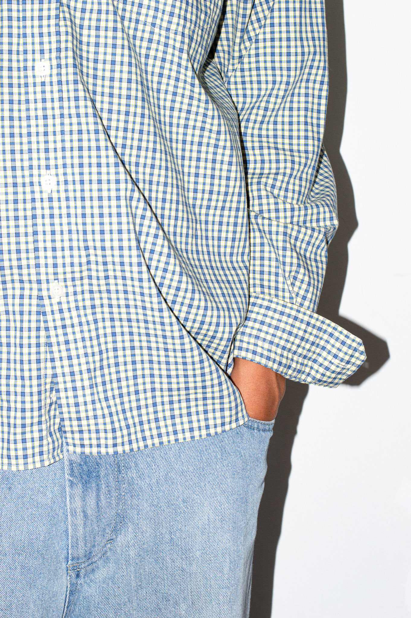 Vintage Nautica blue & yellow gingham check shirt, view 2