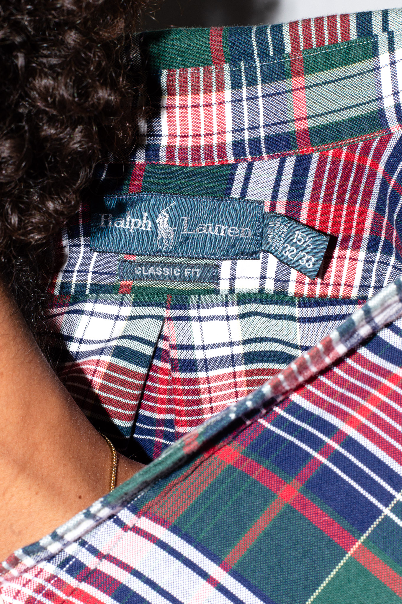Vintage Ralph Lauren tartan plaid shirt — green, navy & red, view 5