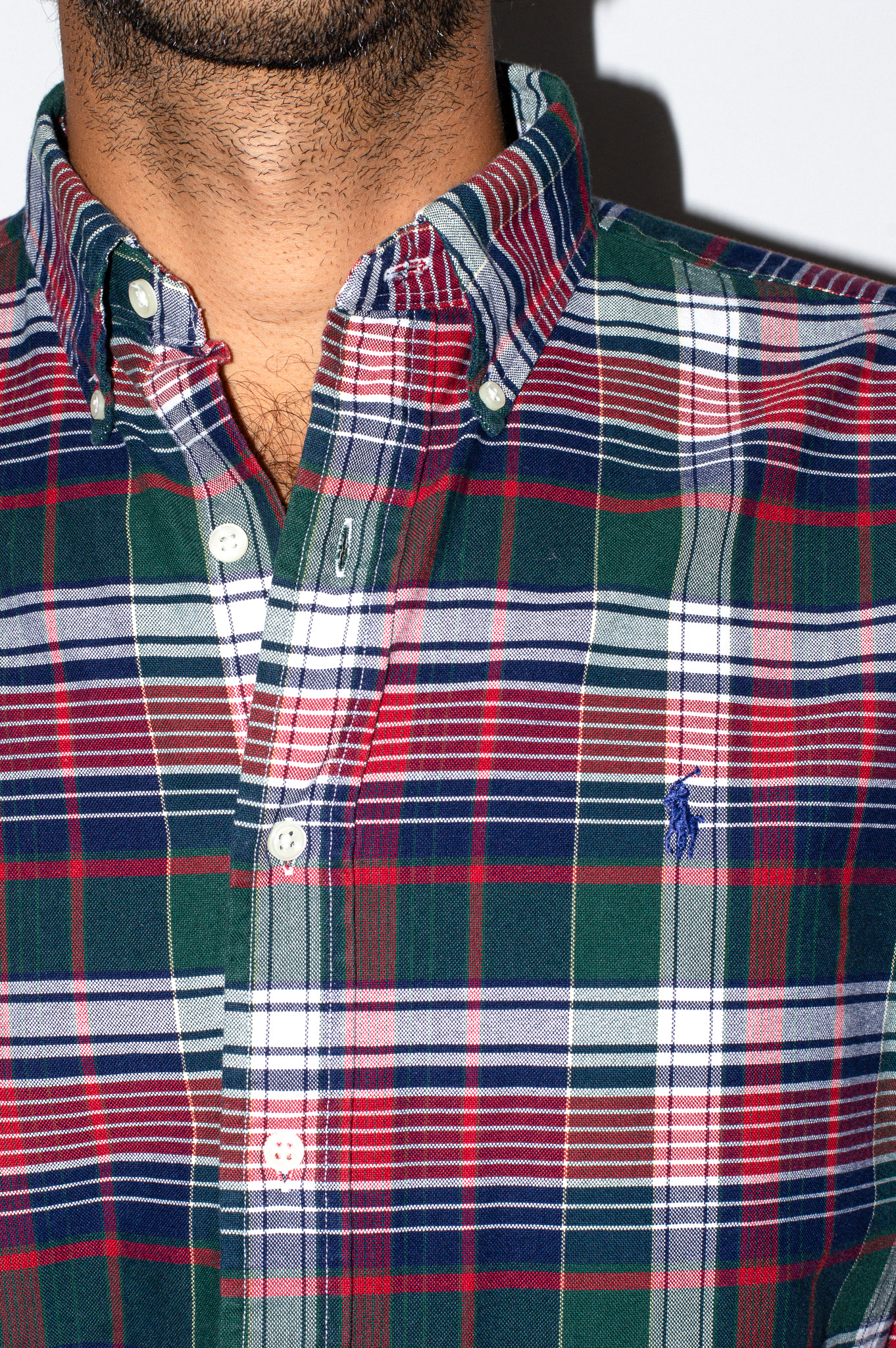 Vintage Ralph Lauren tartan plaid shirt — green, navy & red, view 7
