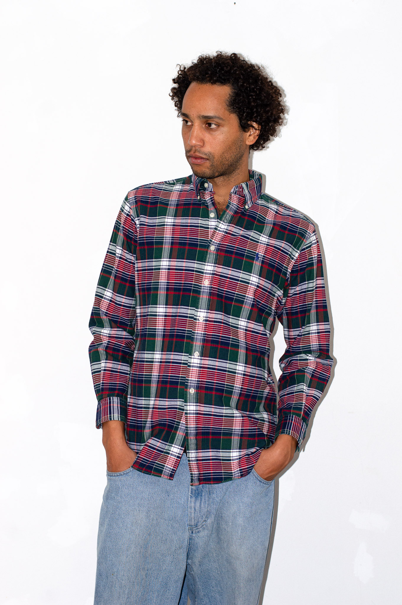 Vintage Ralph Lauren tartan plaid shirt — green, navy & red