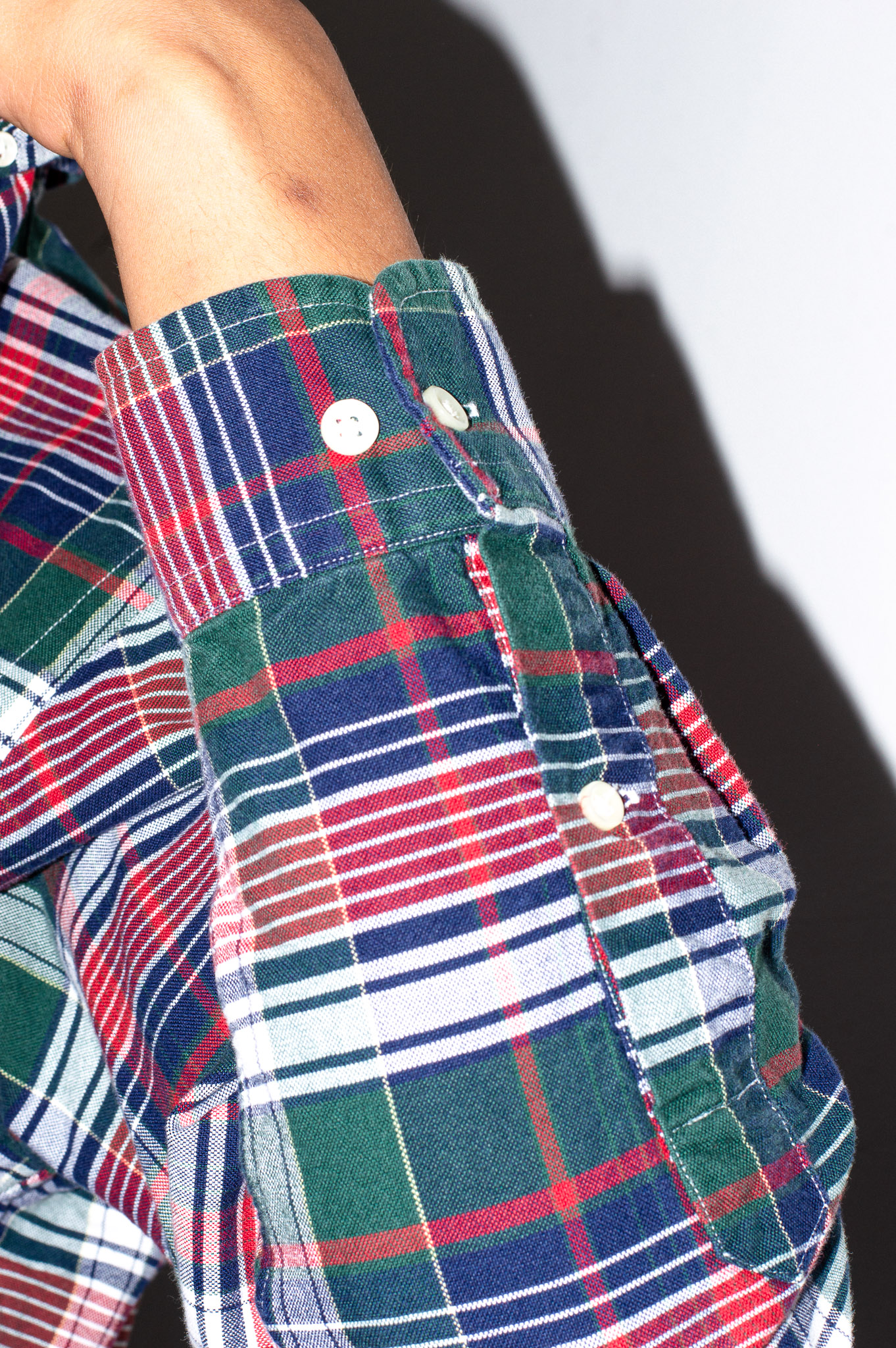 Vintage Ralph Lauren tartan plaid shirt — green, navy & red, view 4