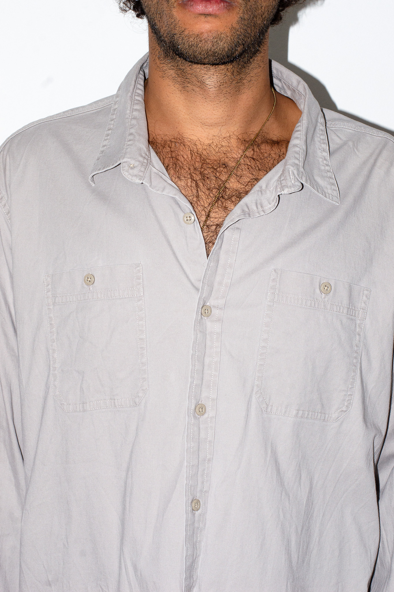 Vintage L.L.Bean traditional fit shirt — stone grey, view 7