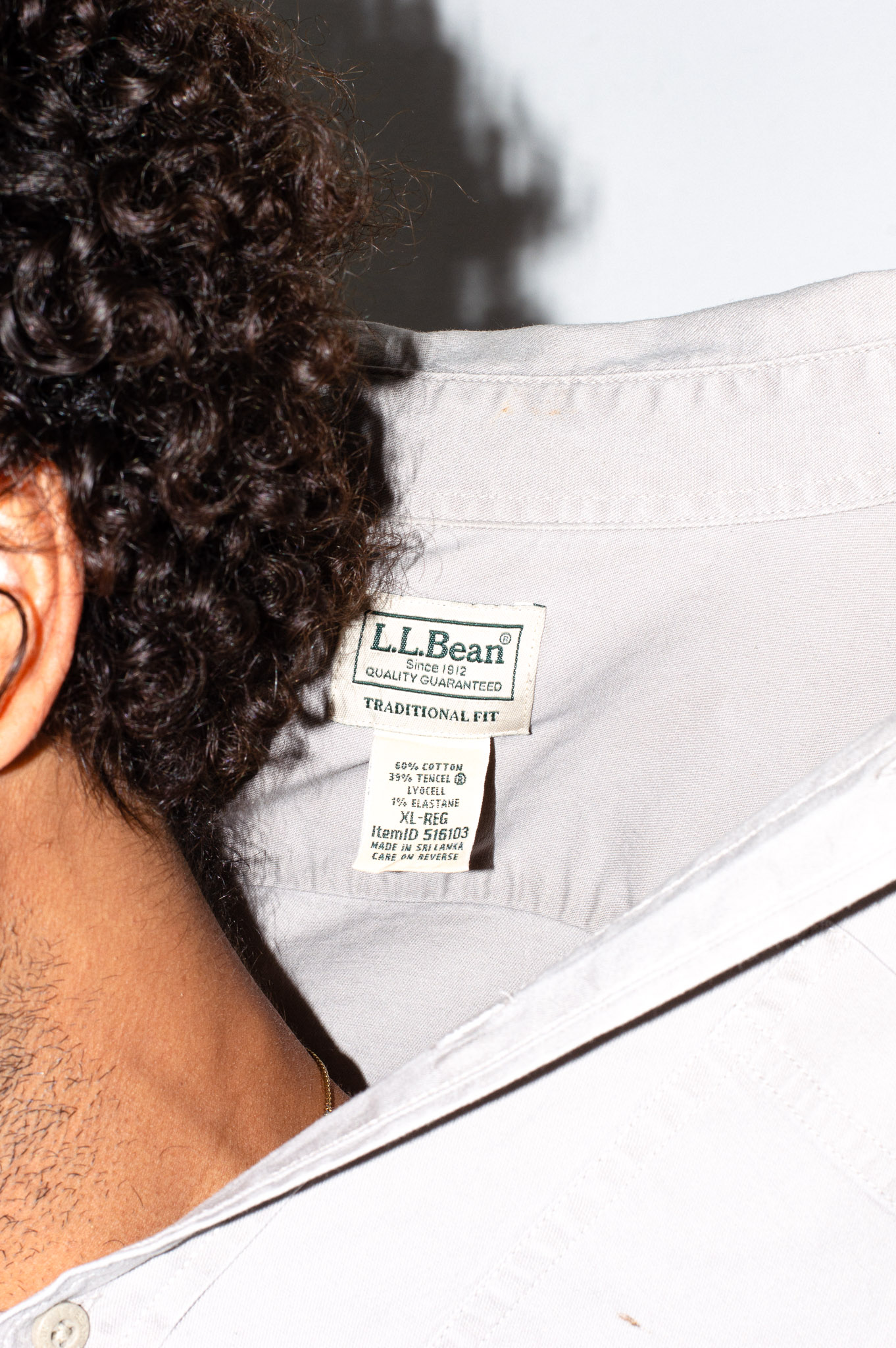 Vintage L.L.Bean traditional fit shirt — stone grey, view 3