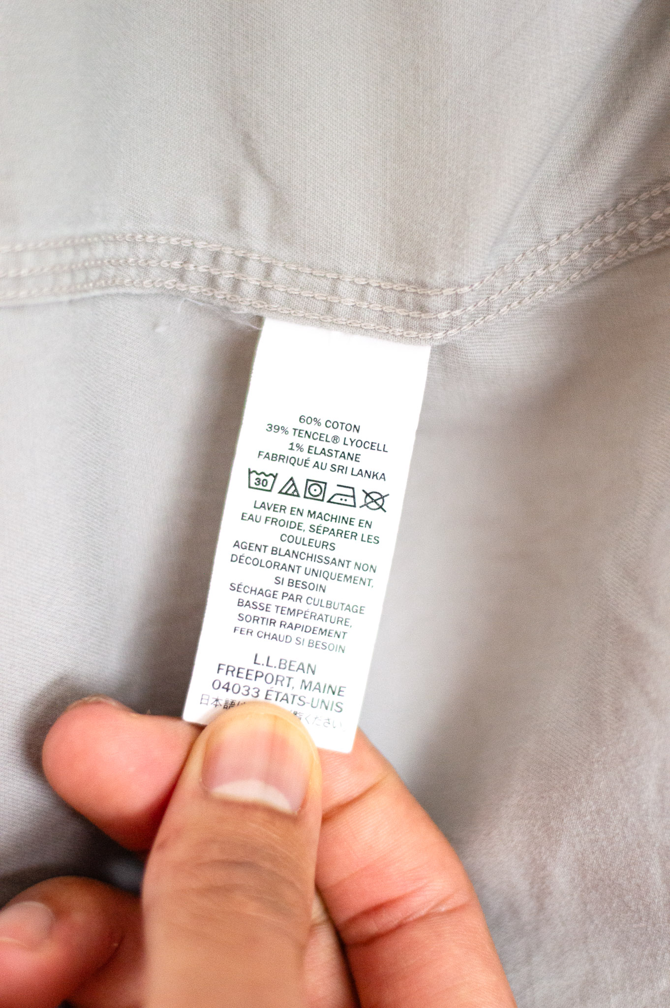 Vintage L.L.Bean traditional fit shirt — stone grey, view 9