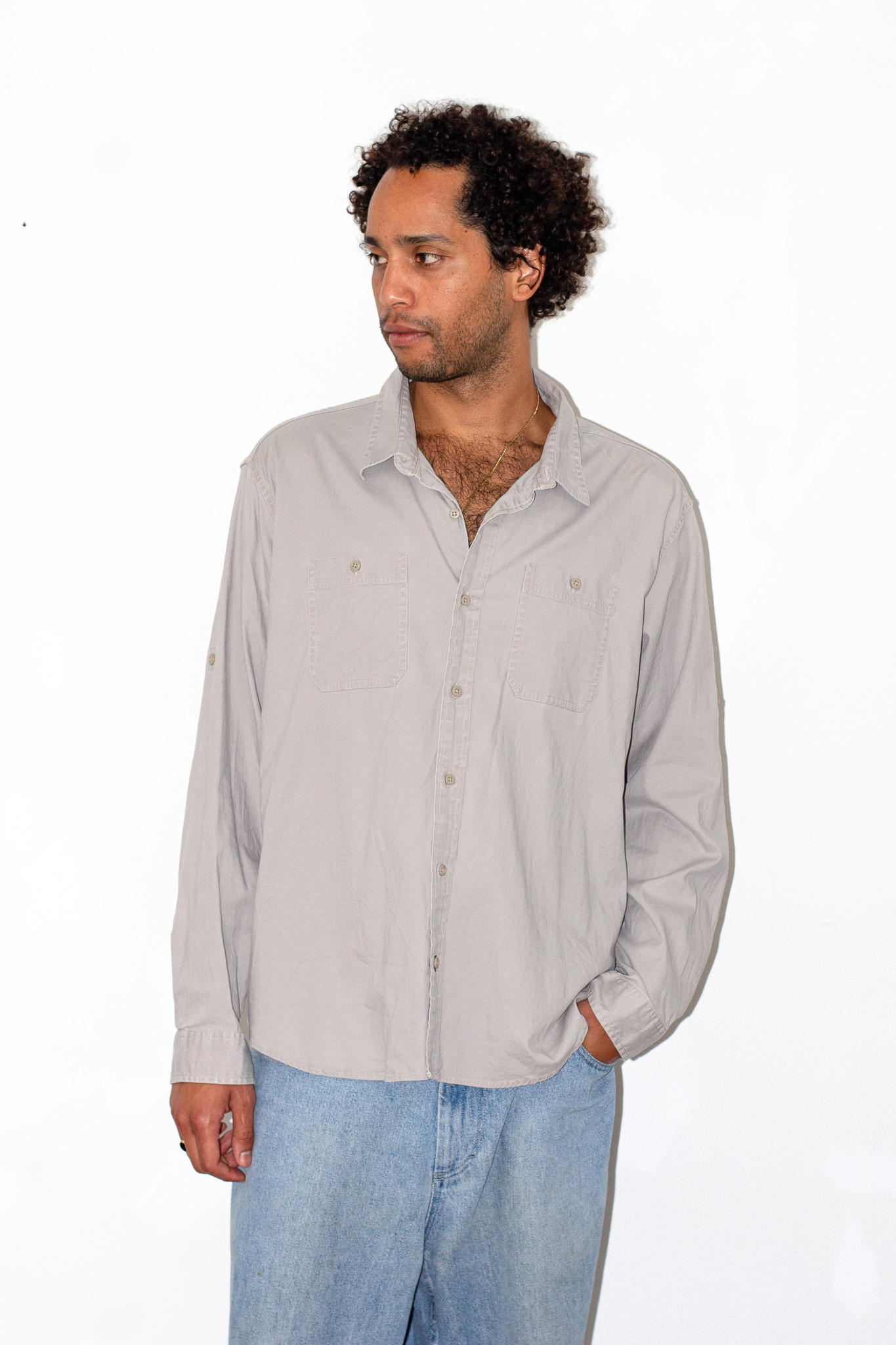 Vintage L.L.Bean traditional fit shirt — stone grey