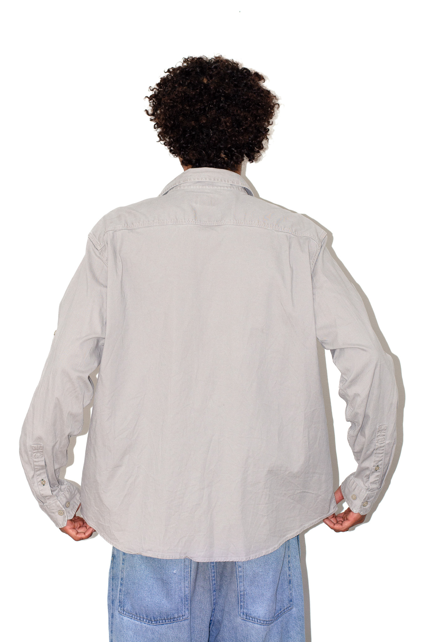 Vintage L.L.Bean traditional fit shirt — stone grey, view 4