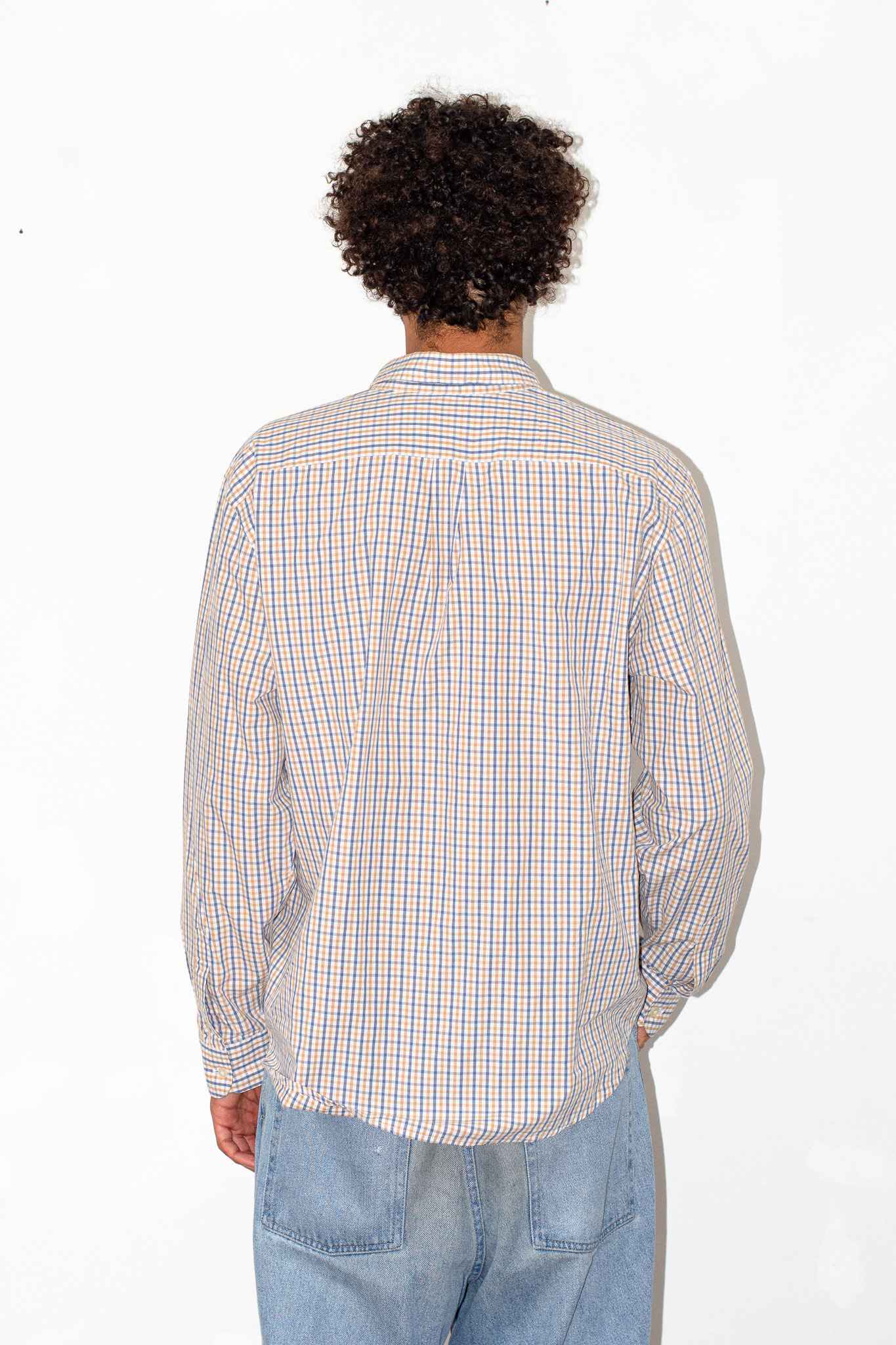 Vintage Dockers gingham check shirt — blue, tan & white, view 5