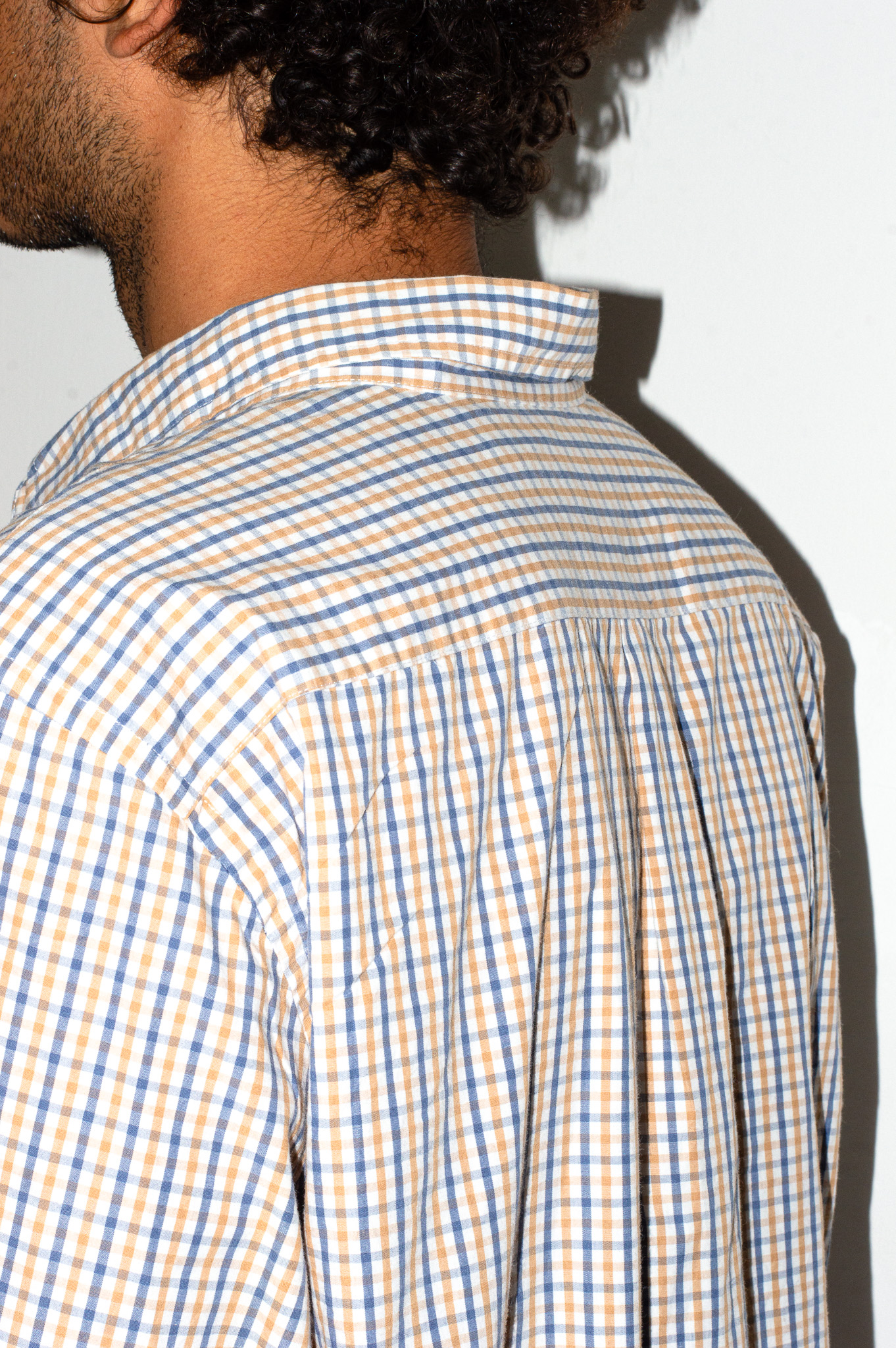 Vintage Dockers gingham check shirt — blue, tan & white, view 8